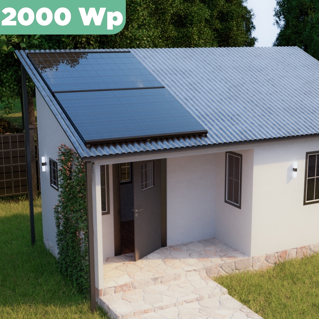 Balkonkraftwerk Trapezblech 2000 Wp — APsystems EZ1-M 800 W / Trina Solar / 500 Wp (Glas-Glas) / Premium Halterung / zwei Reihen hochkant / 4 Module / 20 m
