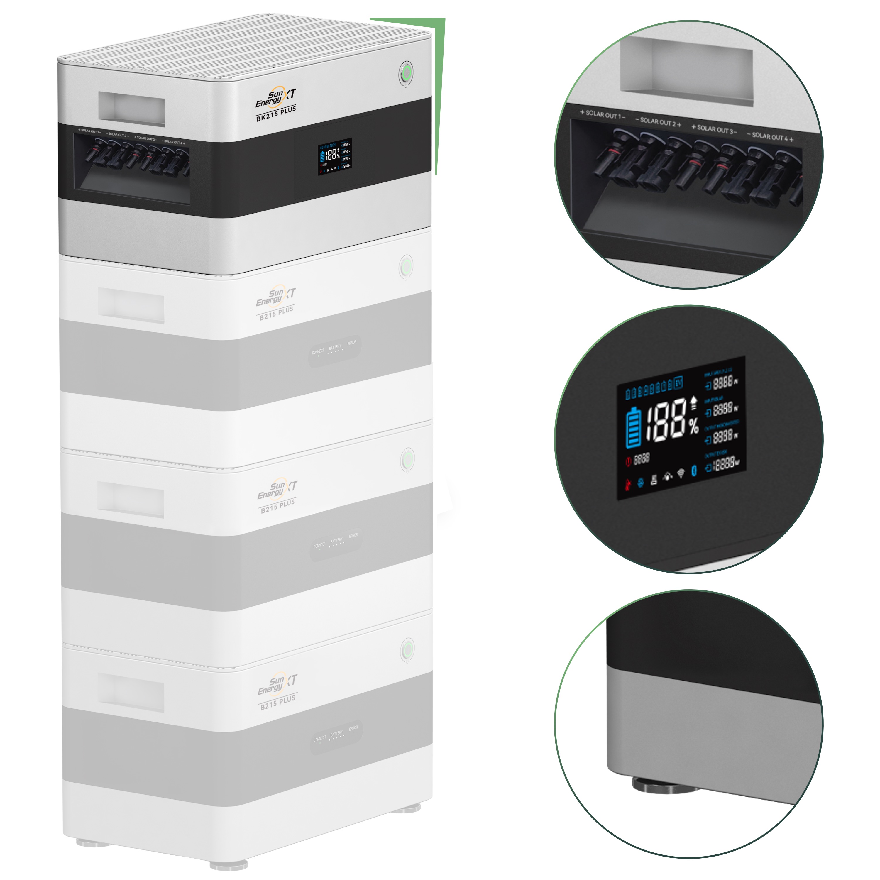 Balkonkraftwerk Set 440 Wp — SunEnergyXT Plus / 2,15 kWh / Trina 440 Wp Glas-Glas Bifazial Modul / 1 Modul / APSystems EZ1-M (bis 800 W) / Schuko Stecker / 5 m