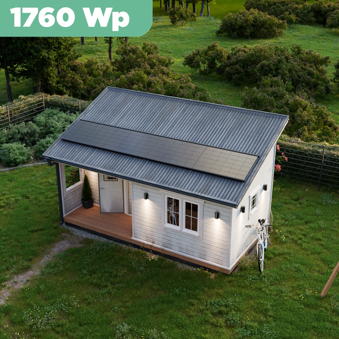 Balkonkraftwerk Trapezblech 1760 Wp — APsystems EZ1-M 800 W / Trina Solar / 440 Wp (Glas-Glas + Bifazial) / Premium Halterung / eine Reihe quer / 4 Module