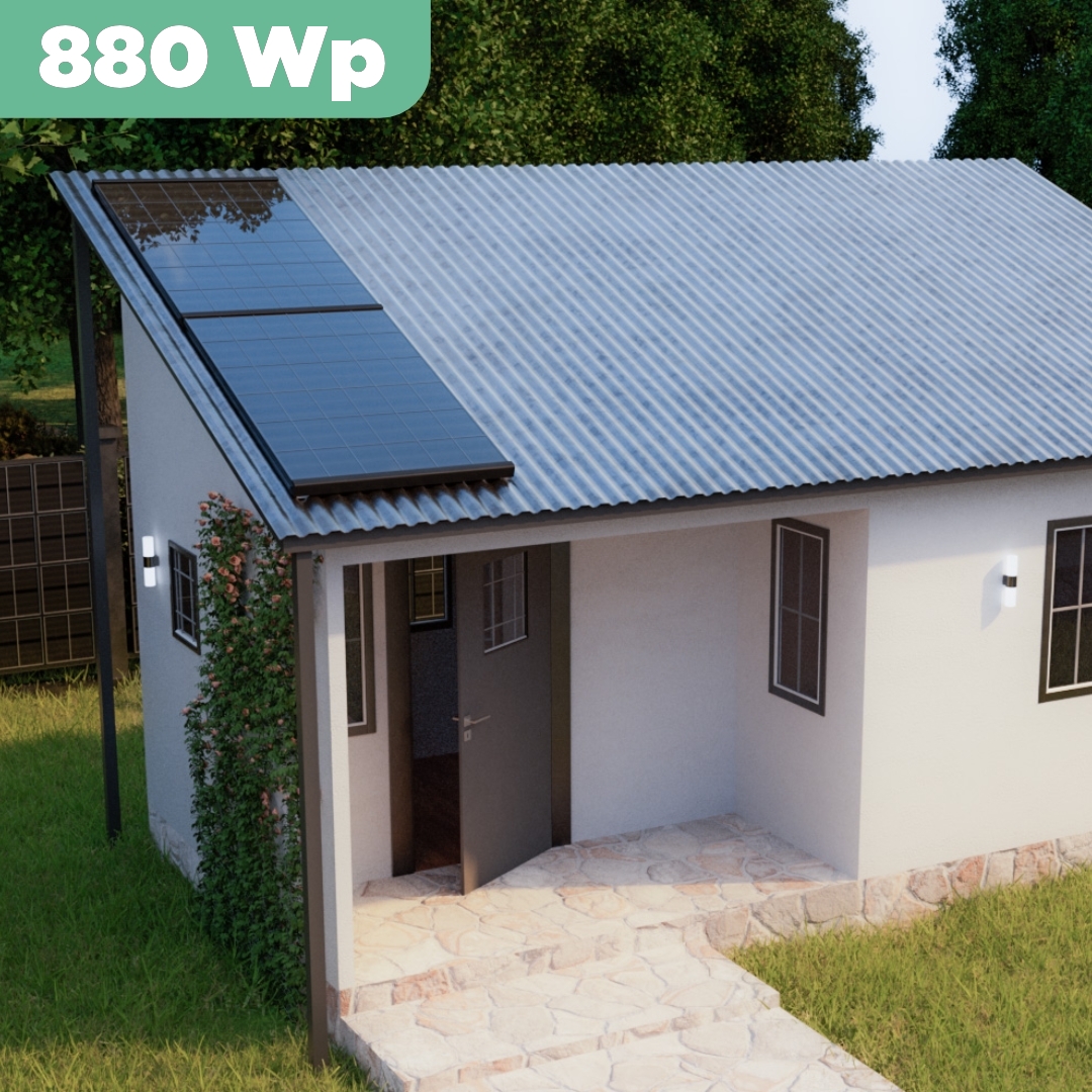 Balkonkraftwerk Trapezblech 880 Wp — APsystems EZ1-M 800 W / Trina Solar / 440 Wp (Glas-Glas + Bifazial) / Premium Halterung / zwei Reihen hochkant / 2 Module / 20 m