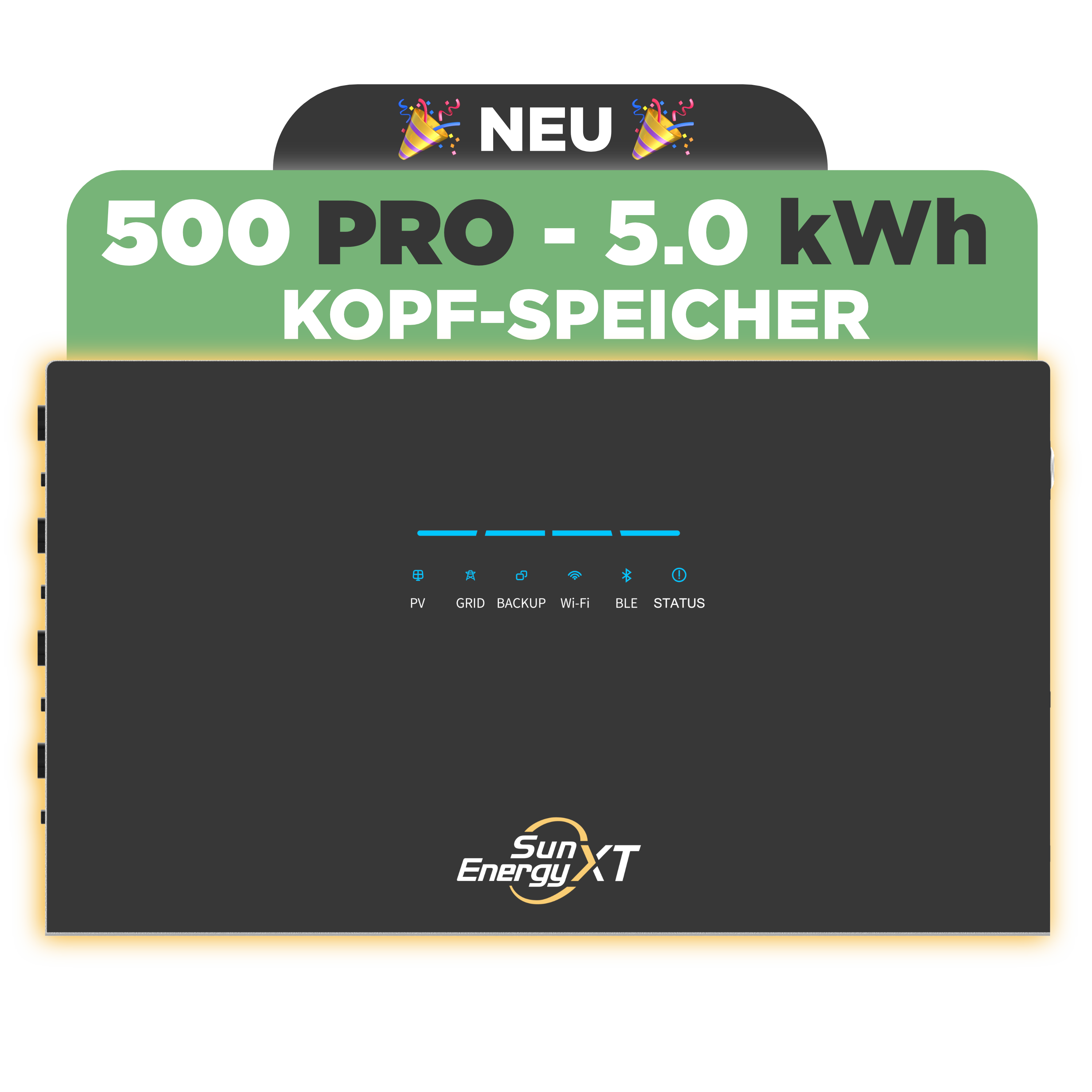 SunEnergyXT 500 PRO — 5 kWh Balkonkraftwerk Speicher mit 2.400W Wechselrichter, 4 MPPT & Notstromfunktion (LiFePO4, erweiterbar auf 30 kWh)