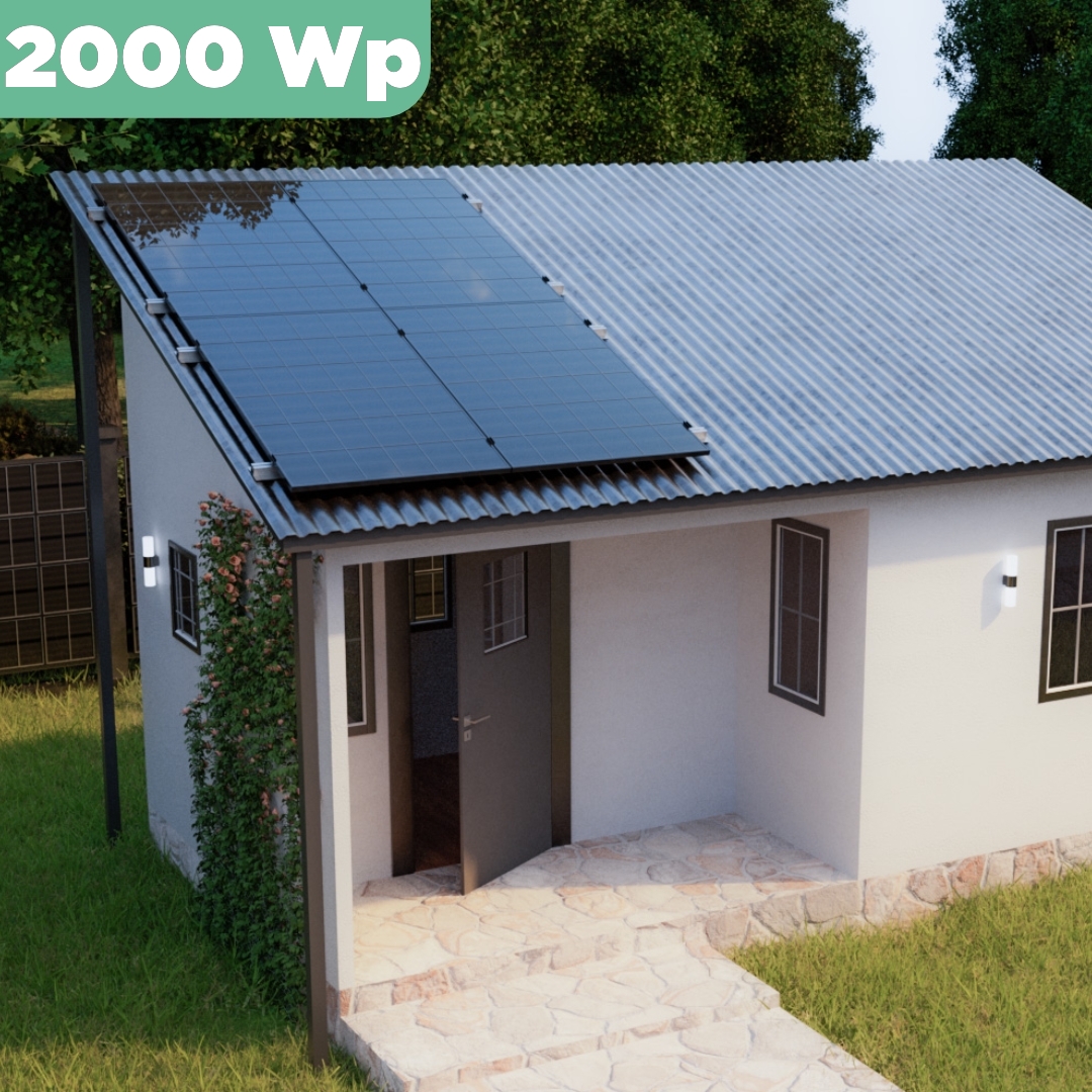 Balkonkraftwerk Trapezblech 2000 Wp — APsystems EZ1-M 800 W / Trina Solar / 500 Wp (Glas-Glas) / Standard Halterung / zwei Reihen hochkant / 4 Module / 20 m