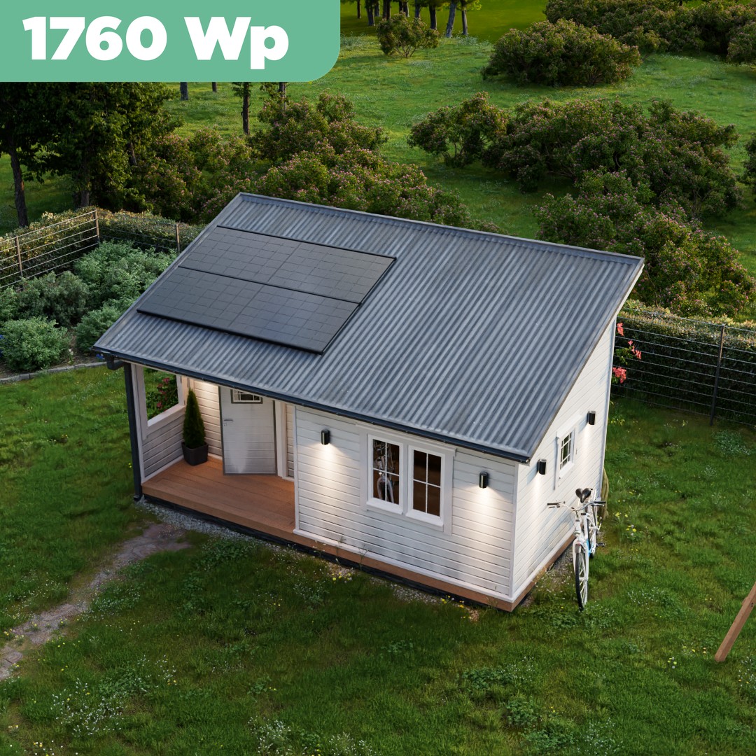Balkonkraftwerk Trapezblech 1760 Wp — APsystems EZ1-M 800 W / Trina Solar / 440 Wp (Glas-Glas + Bifazial) / Premium Halterung / zwei Reihen quer / 4 Module