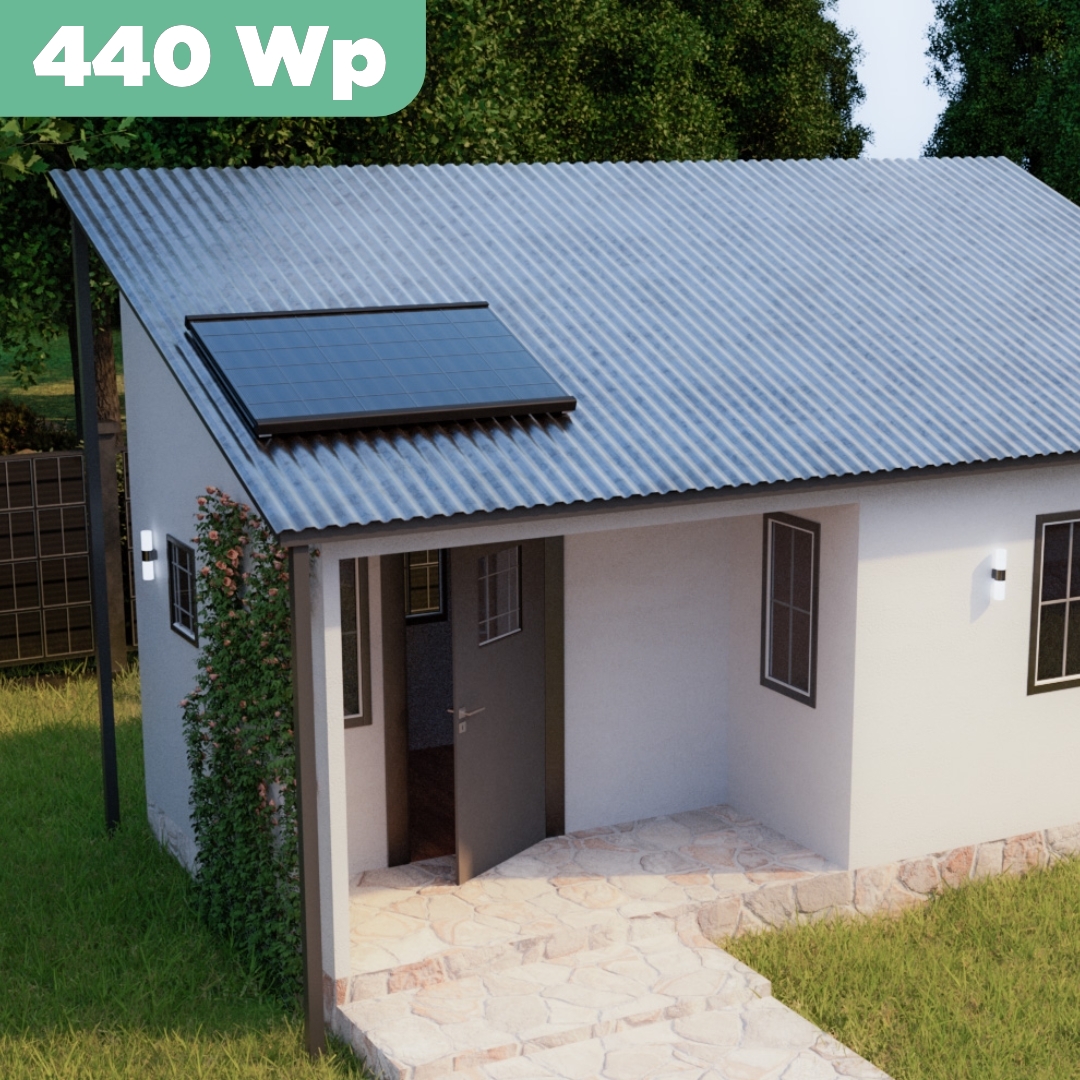Balkonkraftwerk Trapezblech 440 Wp — APsystems EZ1-M 800 W / Trina Solar / 440 Wp (Glas-Glas + Bifazial) / Premium Halterung / eine Reihe quer / 1 Modul / 20 m