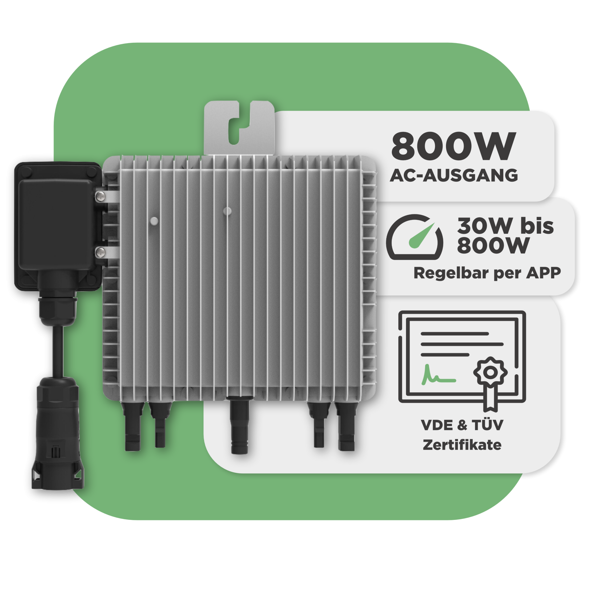 Sunlit Balkonkraftwerkspeicher — 8.600 Wh / mit IR Lesekopf (bitshake) / 800 W (Deye-SUN-M) / 20 m Schuko Kabel / 10 x Trina 440 Wp Bifazial