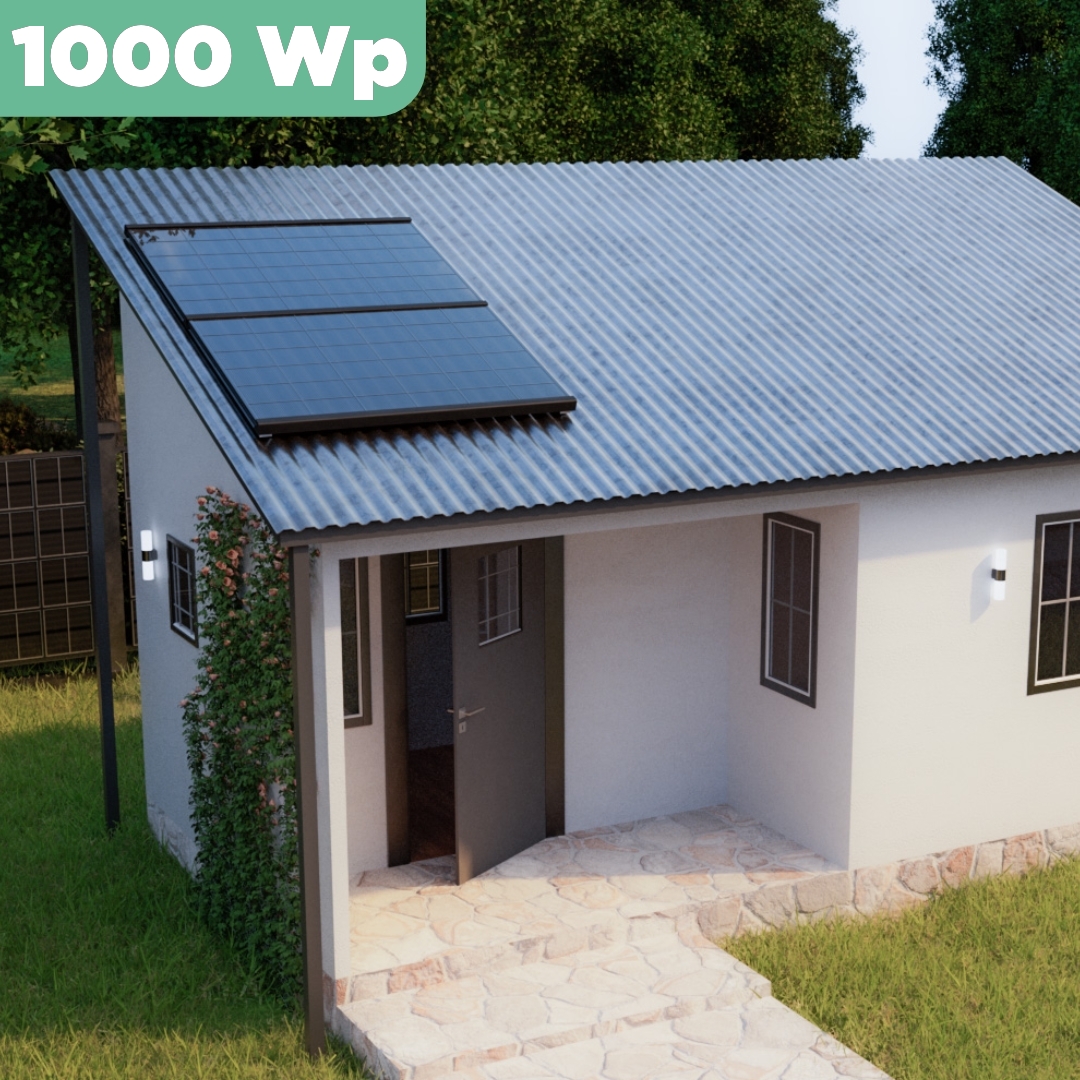 Balkonkraftwerk Trapezblech 1000 Wp — APsystems EZ1-M 800 W / Trina Solar / 500 Wp (Glas-Glas Full Black) / Premium Halterung / zwei Reihen quer / 2 Module