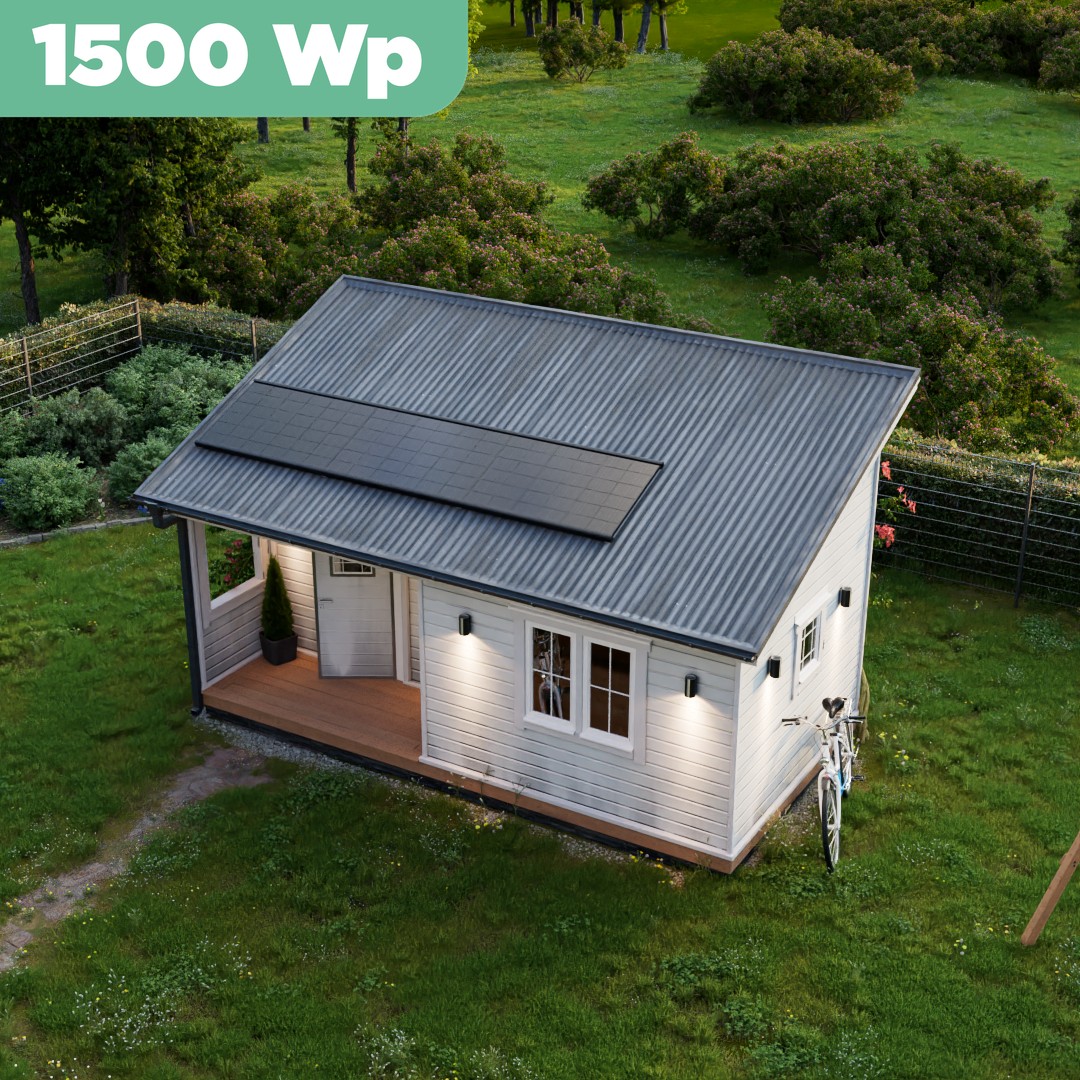 Balkonkraftwerk Trapezblech 1500 Wp — APsystems EZ1-M 800 W / Trina Solar / 500 Wp (Glas-Glas Full Black) / Premium Halterung / eine Reihe quer / 3 Module