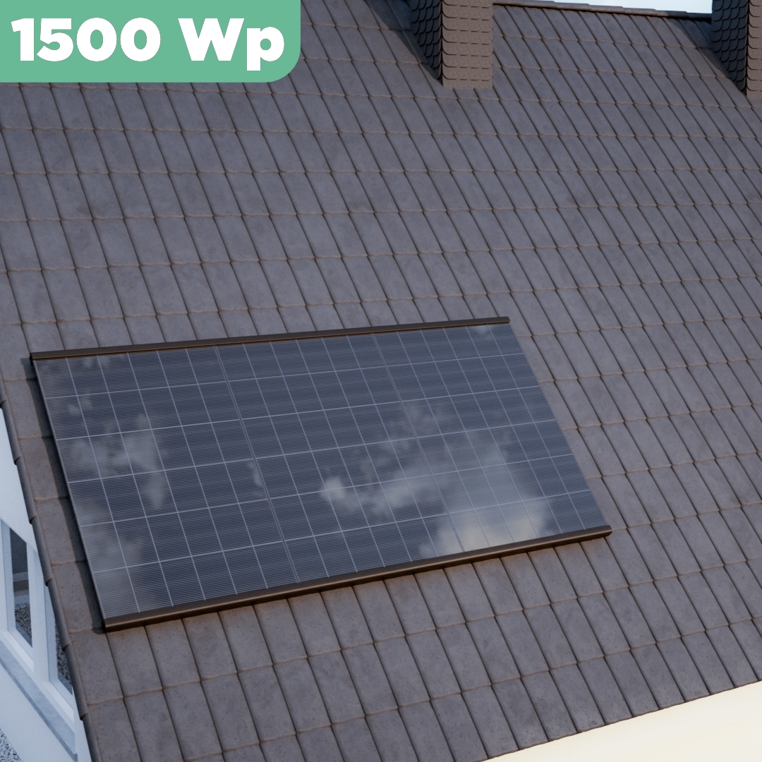 Balkonkraftwerk Ziegeldach 1500 Wp — APsystems EZ1-M 800 WTrina Solar / 500 Wp (Glas-Glas) / Premium Halterung / eine Reihe hochkant / 3 Module / 20 m