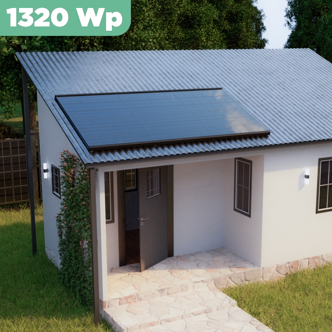 Balkonkraftwerk Trapezblech 1320 Wp — APsystems EZ1-M 800 W / Trina Solar / 440 Wp (Glas-Glas + Bifazial) / Premium Halterung / eine Reihe hochkant / 3 Module / 20 m