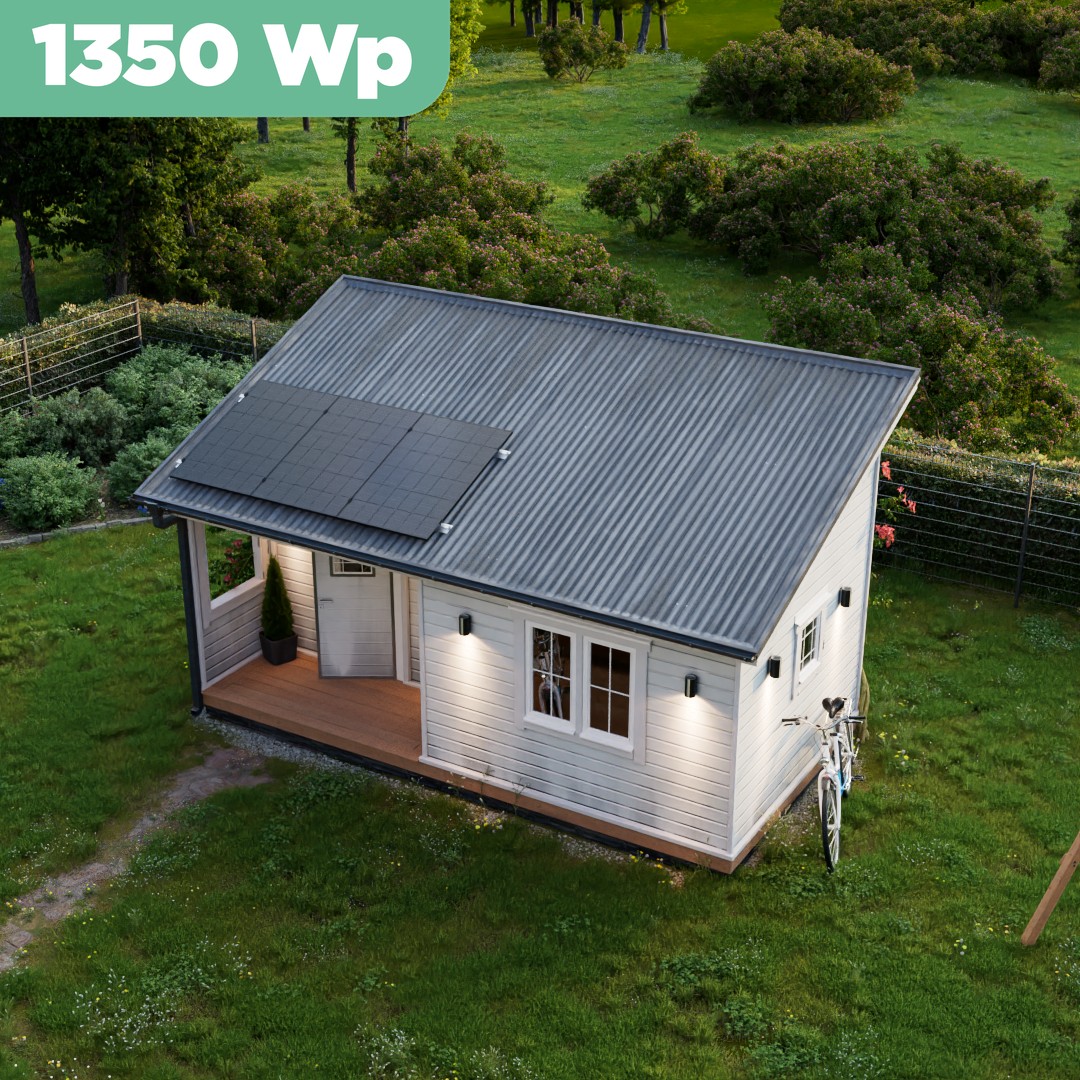 Balkonkraftwerk Trapezblech 1350 Wp — APsystems EZ1-M 800 W / Trina Solar / 450 Wp (Glas-Glas Full Black) / Standard Halterung / eine Reihe hochkant / 3 Module