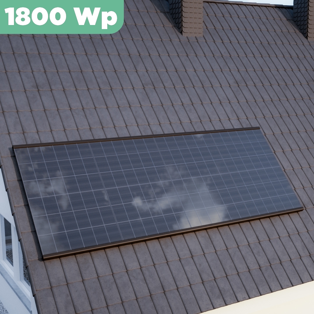 Balkonkraftwerk Ziegeldach 1800 Wp — APsystems EZ1-M 800 WTrina Solar / 450 Wp (Glas-Glas) / Premium Halterung / eine Reihe hochkant / 4 Module / 20 m