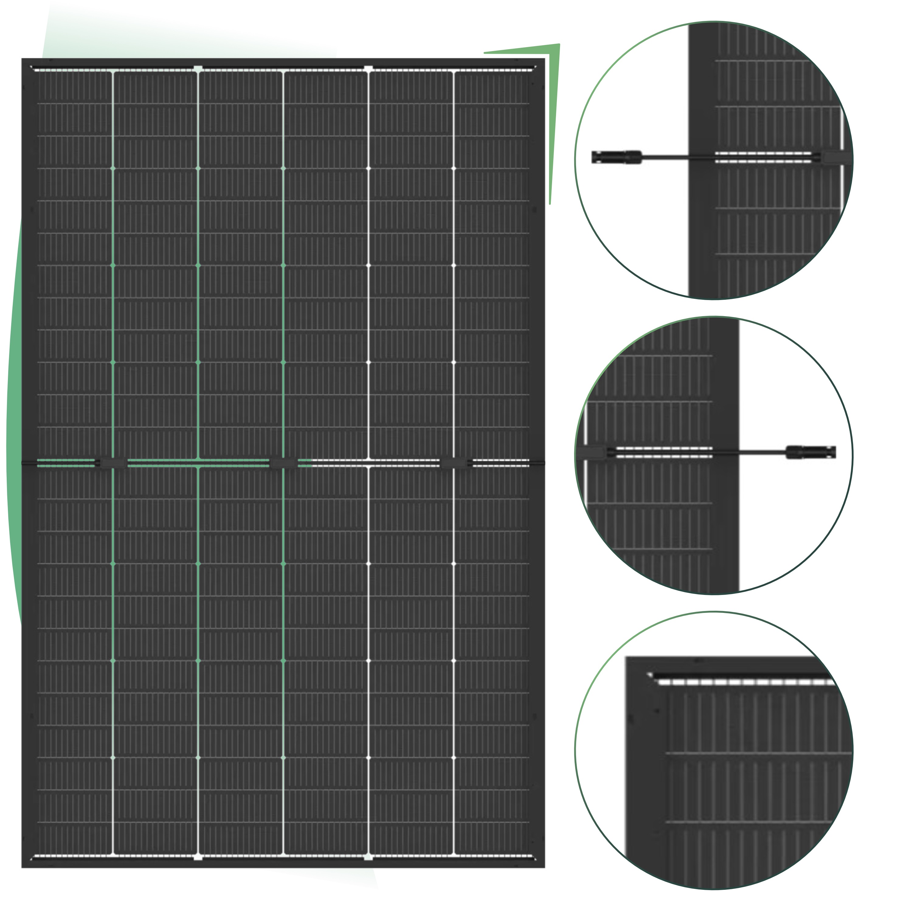 Balkonkraftwerk Set 440 Wp — Trina 440 Wp Glas-Glas Bifazial Modul / 1 Modul / APSystems EZ1-M (bis 800 W) / Schuko Stecker / 5 m
