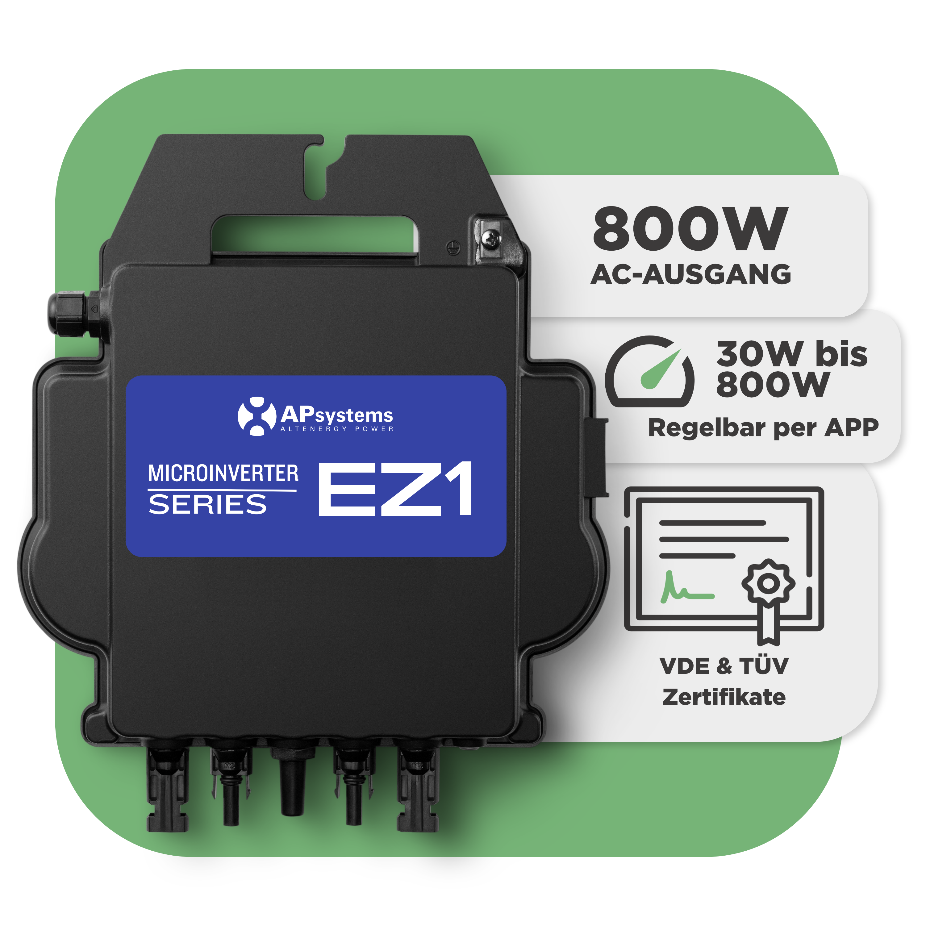 SunEnergyXT Balkonkraftwerkspeicher — 4.300 Wh / 800 W (Apsystems EZ1-M) / 6 x Trina 440 Wp Bifazial