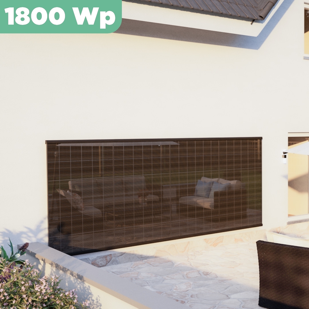 Balkonkraftwerk Wand 1800 Wp — APsystems EZ1-M 800 WTrina Solar / 450 Wp (Glas-Glas) / eine Reihe hochkant / 4 Module / 20 m